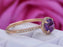 1.50 Carat Round Amethyst and Diamond Half Eternity Engagement Ring in Rose Gold