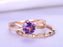 1.50 Carat Round Amethyst and Diamond Twisted Migraine Engagement Ring in Rose Gold