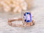 1.50 Carat Emerald Cut Tanzanite Diamond Art Deco Wedding Ring Sets in Rose Gold