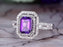 2 Carat Emerald Amethyst and Diamond Halo Split Shank Engagement Ring in White Gold