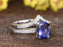 1.50 Carat Emerald Cut Tanzanite and Round Diamonds Wedding Ring Set in White Gold
