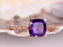 1.50 Carat Cushion Amethyst and Diamond Antique Engagement Ring in Rose Gold