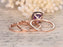 2 Carat Cushion Amethyst and Diamond Art Deco Trio Ring Set in Rose Gold