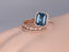 2 Carat Emerald Cut London Blue Topaz and Diamond Art Deco Half Eternity Trio Ring Set in Rose Gold