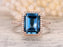 1.50 Carat Emerald Cut London Blue Topaz and Diamond Engagement Ring in Rose Gold