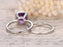 2 Carat Cushion Amethyst and Diamond Engagement Wedding Ring Set in White Gold