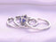 2.50 Halo Cushion Tanzanite and Half Infinity Diamond  Wedding Rings Set in White Gold