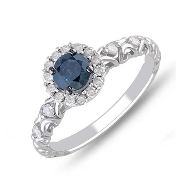 Precious 0.5 Carat Round Cut Sapphire and Diamond Cheap Engagement Ring
