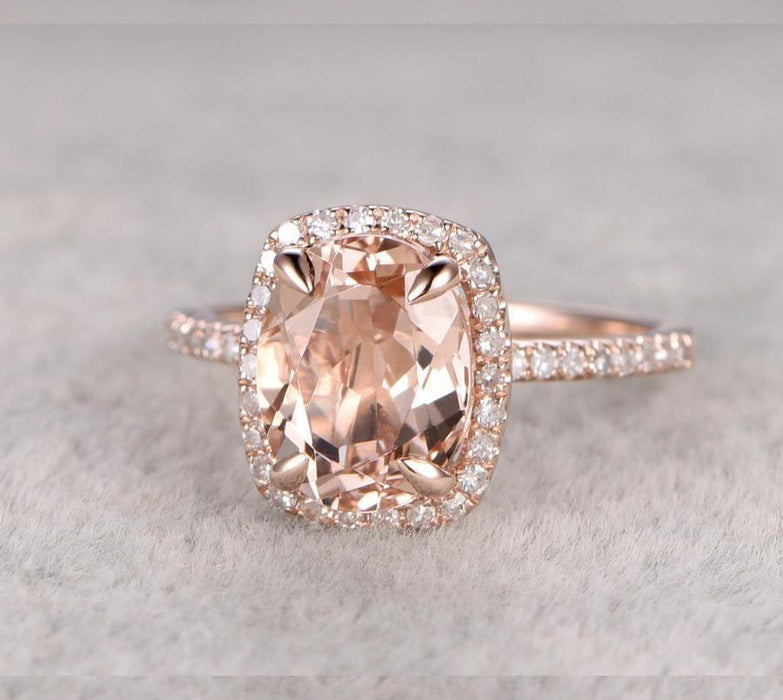 Limited Time Sale 1.25 Carat Antique Halo Morganite and Diamond Engagement Ring