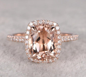 Limited Time Sale 1.25 Carat Antique Halo Morganite and Diamond Engagement Ring
