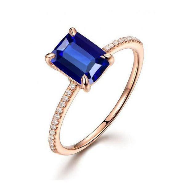 Limited Time Sale: 1.25 Carat Emerald Cut Blue Sapphire and Diamond Engagement Ring