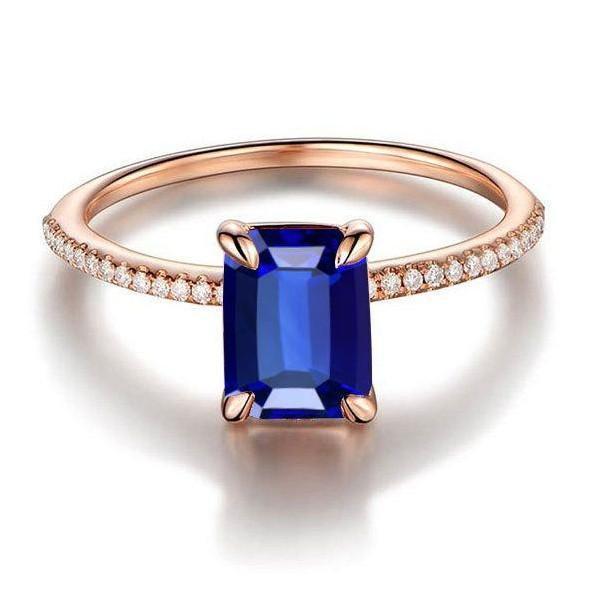 Limited Time Sale: 1.25 Carat Emerald Cut Blue Sapphire and Diamond Engagement Ring