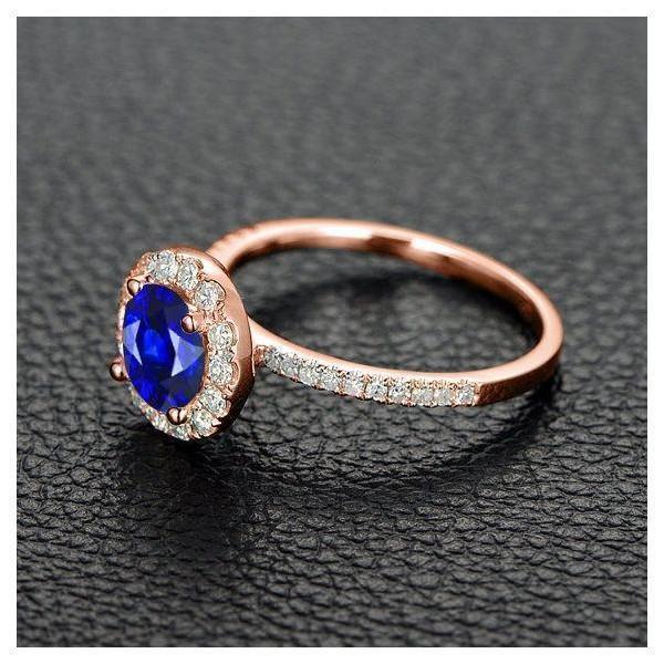 Limited Time Sale: 1.25 Carat Round Cut Blue Sapphire and Diamond Engagement Ring