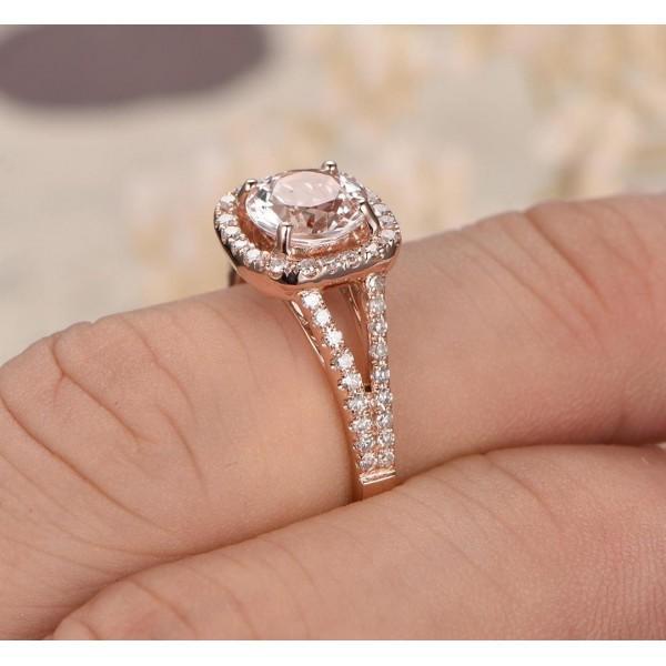 Limited Time Sale 1.25 Carat Morganite and Diamond Halo Engagement Ring