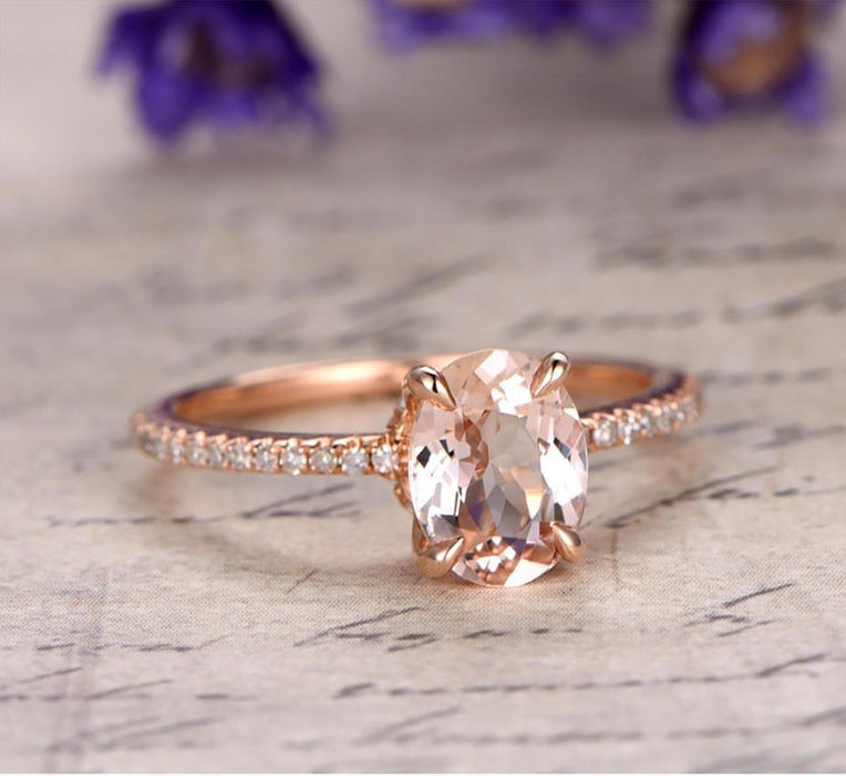 Limited Time Sale: 1.25 Carat Peach Pink Morganite and Diamond Engagement Ring