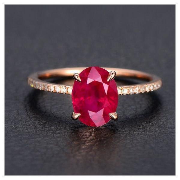 Limited Time Sale: 1.25 Carat Red Ruby and Diamond Engagement Ring in 9k Rose Gold for Women on Sale