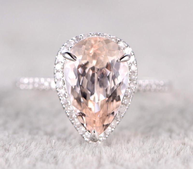 Limited Time Sale 1.50 Carat Morganite and Diamond Halo Engagement Ring