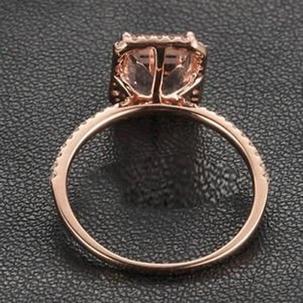 Limited Time Sale: 1.50 Carat Emerald Cut Peach Pink Morganite and Diamond Engagement Ring