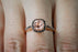 Limited Time Sale 1.50 Carat Round Cut Peach Pink Morganite Black Diamond Engagement Ring
