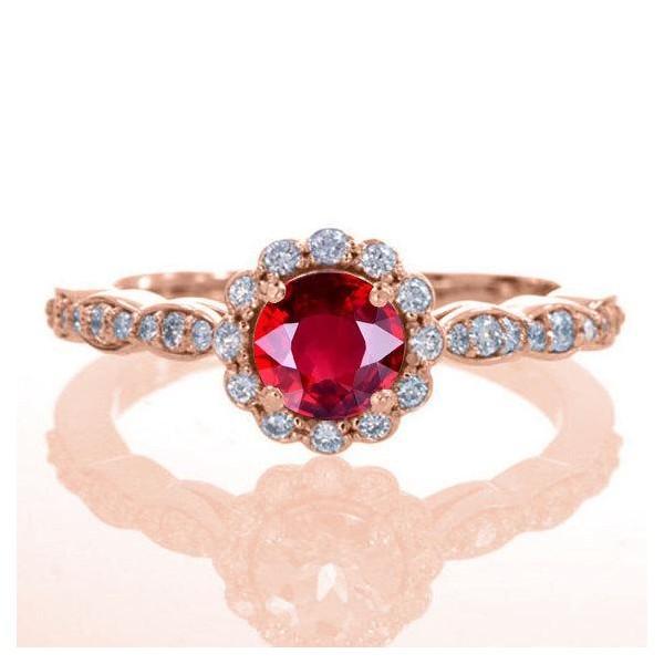 Limited Time Sale: Antique Vintage Design 1.5 Carat Red Ruby and Diamond Engagement Ring