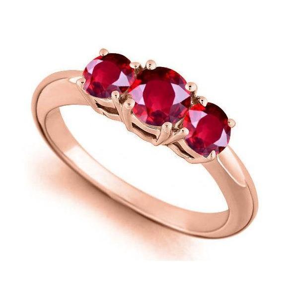 Limited Time Sale: Trilogy Three Stone 1 Carat Red Ruby Engagement Ring