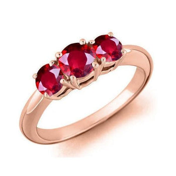Limited Time Sale: Trilogy Three Stone 1 Carat Red Ruby Engagement Ring