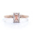 Halo Set Emerald Cut Morganite Dainty Ring in Rose Gold