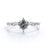 1.10 Carat Round Cut Real Salt and Pepper Diamond Dainty Milgrain Engagement Ring in White Gold