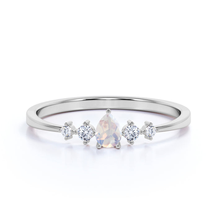 Alluring Moonstone and Diamond Stacking Ring in Rose Gold