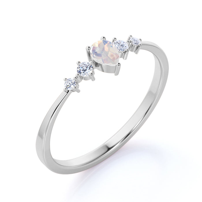 Alluring Moonstone and Diamond Stacking Ring in Rose Gold
