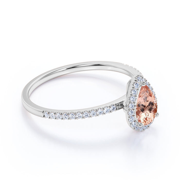 1.50 Carat Pink Morganite Pear Shaped Engagement Ring in Rose Gold