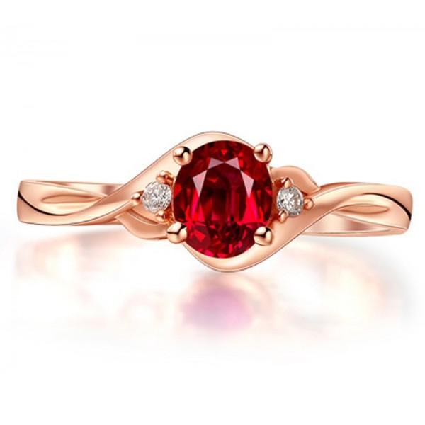 Perfect 1.25 Carat Oval Red Ruby and Diamond Trilogy Engagement Ring