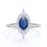 0.85 ct Antique Halo Set Oval Cut Sapphire Promise Ring in White Gold