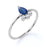 Pear Cut Sapphire and Diamond Trio Stacking Ring in White Gold
