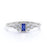 Artdeco Baguette Cut Sapphire and Round Diamonds Ring in White Gold