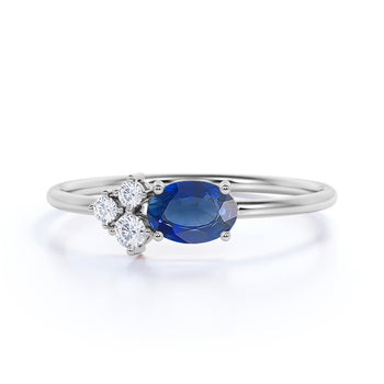 Vintage Oval Cut Sapphire and Diamond Stacking Ring