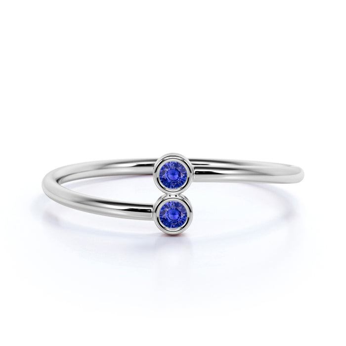 Bezel Set Sapphire Duo Stacking Ring in White Gold