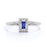 Halo Set Emerald Cut Sapphire Dainty Ring in White Gold