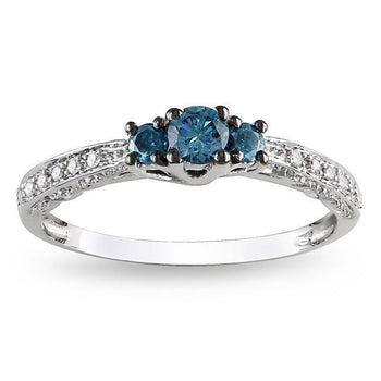 Lustrous Round Cut Sapphire and Diamond Cheap Engagement Ring