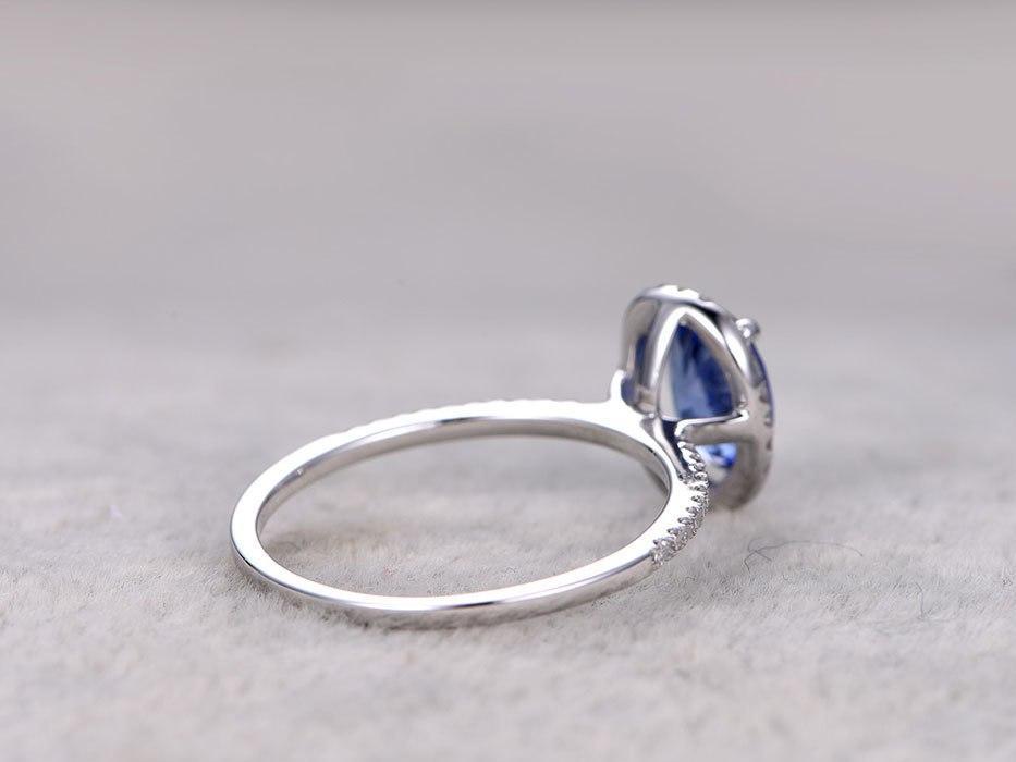 1.50 Carat Oval Tanzanite Diamond Halo Half Infinity Prong Engagement Rings in White Gold