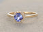 1.25 Carat Round Cut Tanzanite and Halo Diamond Engagement Rings in Yellow Gold