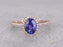 1.50 Carat Oval Tanzanite in Halo Diamond Half Eternity Engagement Rings in Rose Gold