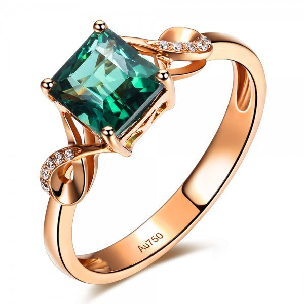 1.25 Carat Cushion Cut Emerald and Diamond Engagement Ring in 9k Rose Gold