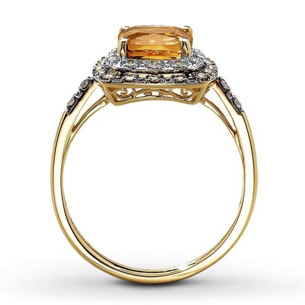 Unique Antique Style 1 Carat Citrine and Diamond Engagement Ring