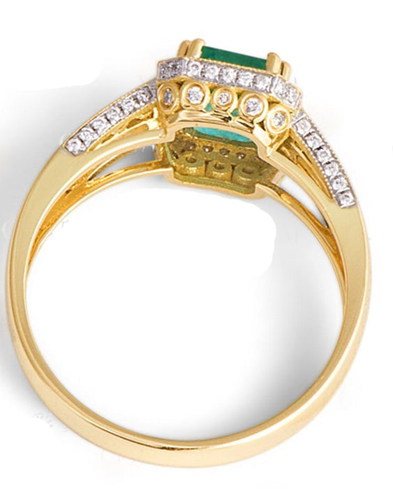 Vintage 1.50 Carat Emerald and Diamond Engagement Ring