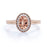 1.25 Carat Halo Oval Cut Morganite & Diamond Solitaire Engagement Ring in Rose Gold